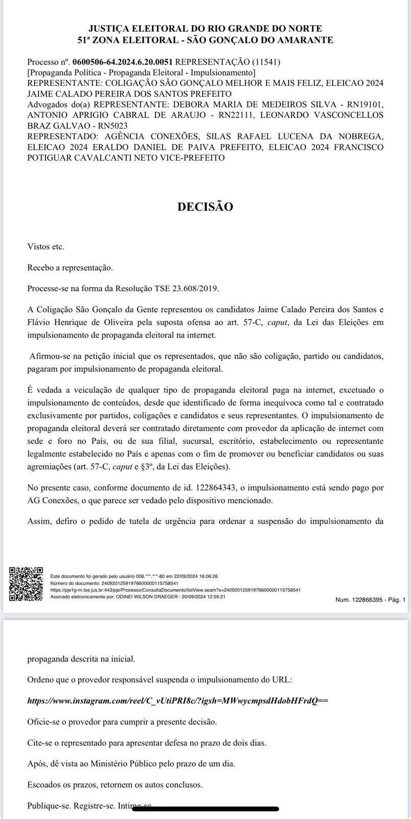 Justiça eleitoral suspense impulsionamento irregular da propaganda eleitoral de Eraldo Paiva