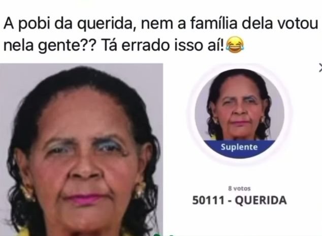 Candidata tem 8 votos e está indignada, porque nem a família votou nela