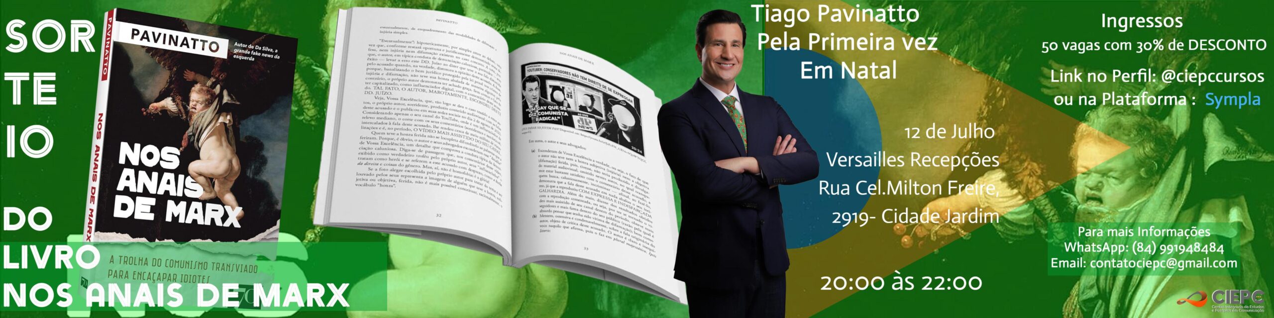 Palestra + sorteio exclusivo:  Leve o novo livro de Tiago Pavinatto pra casa