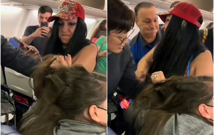 Dentro de avião, americana puxa cabelo e cospe em Brasileira