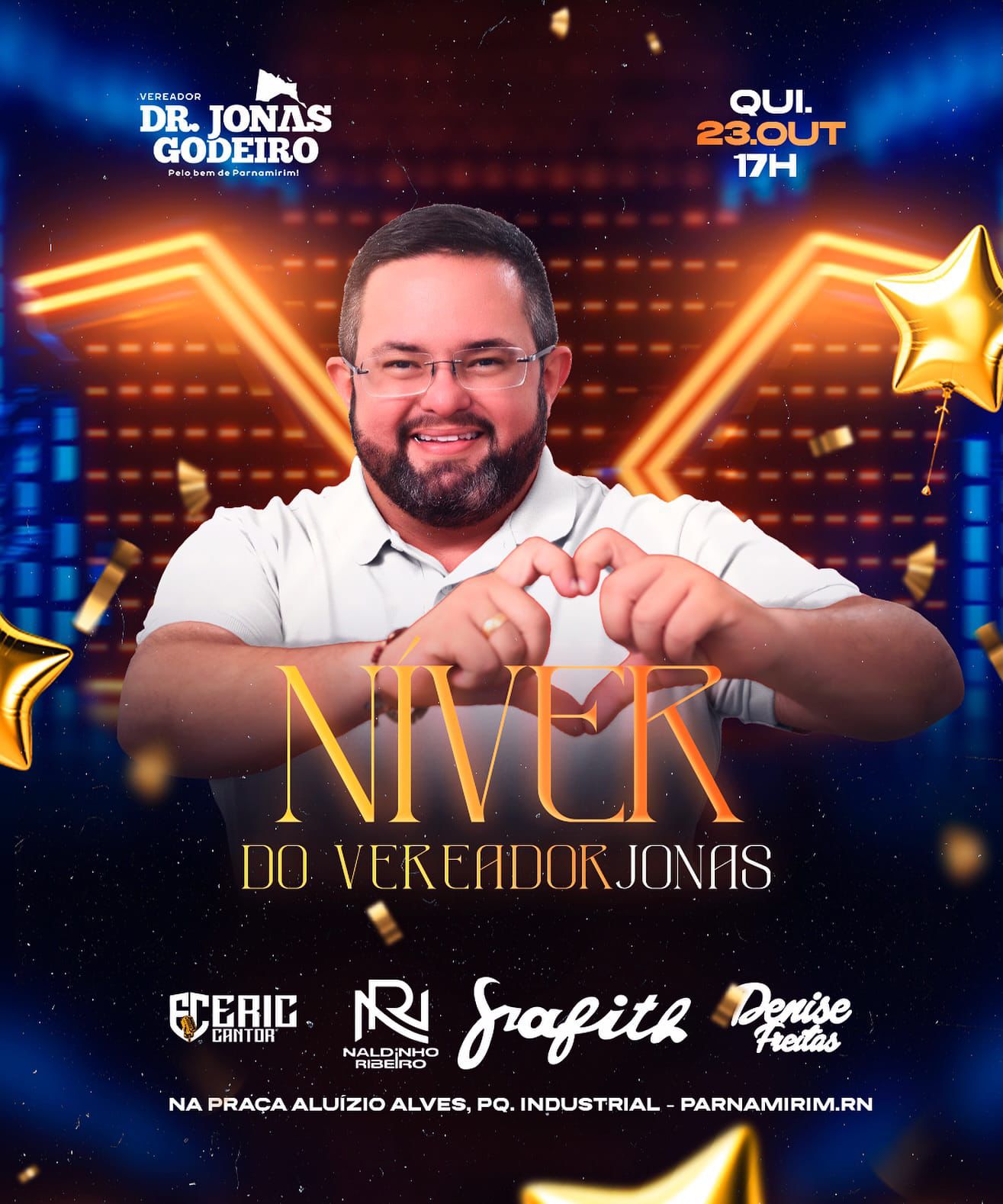 Jonas godeiro comemora aniversário com grafith na praça