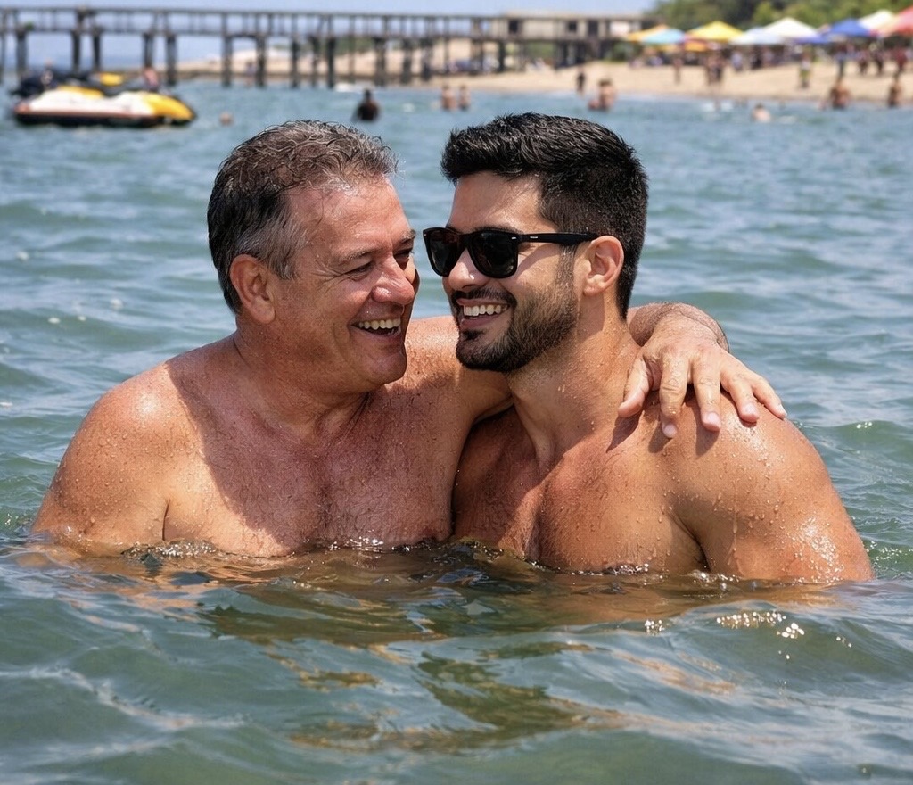 Deputado potiguar foi flagrado com assessor bonitão dentro da praia de Pirangi