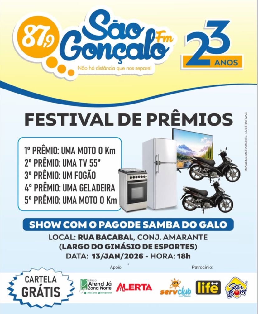 Rádio São Gonçalo FM celebra 23 anos com Festival de Prêmios e show musical