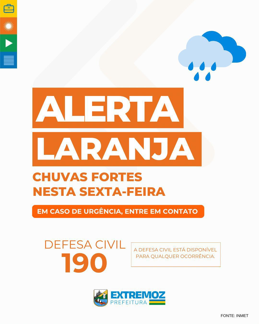 Extremoz registra mais de 100 mm de chuva em 12 horas e Prefeitura emite alerta laranja