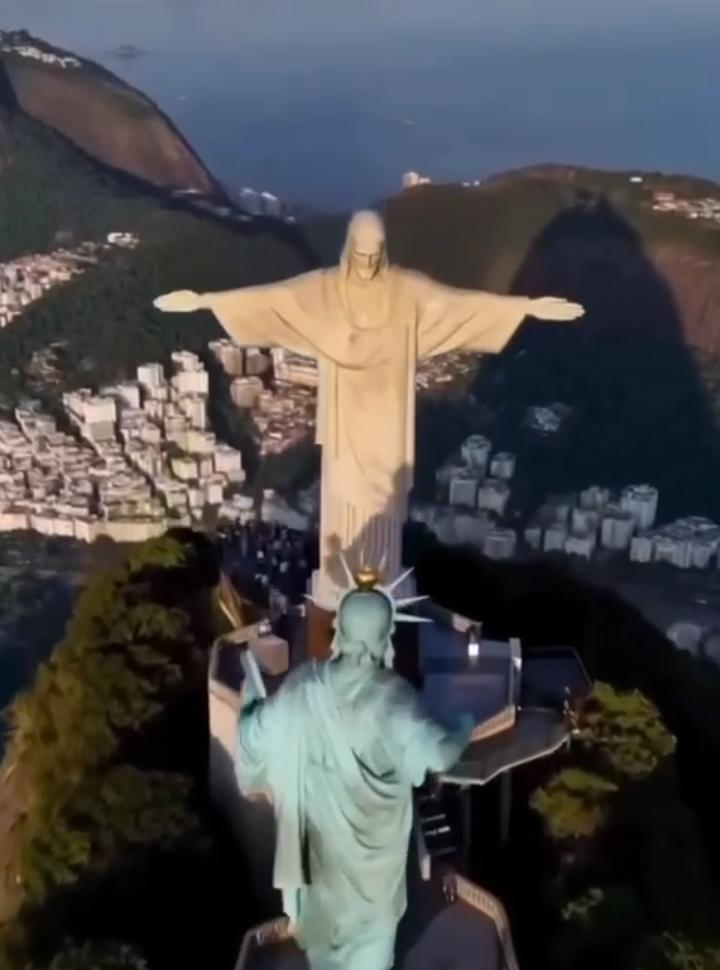 Irã divulga vídeo criado por IA mostrando Cristo Redentor destruindo a Estátua da Liberdade