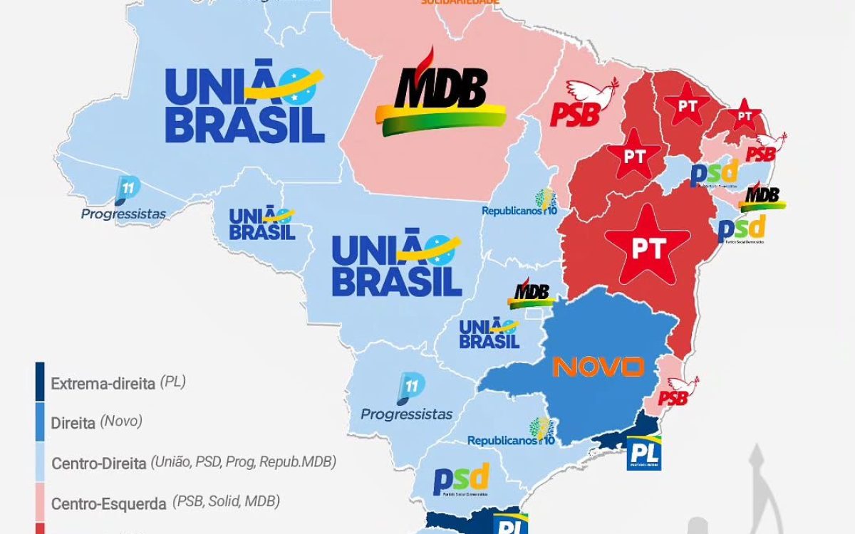 Partidos que governam os estados no BR