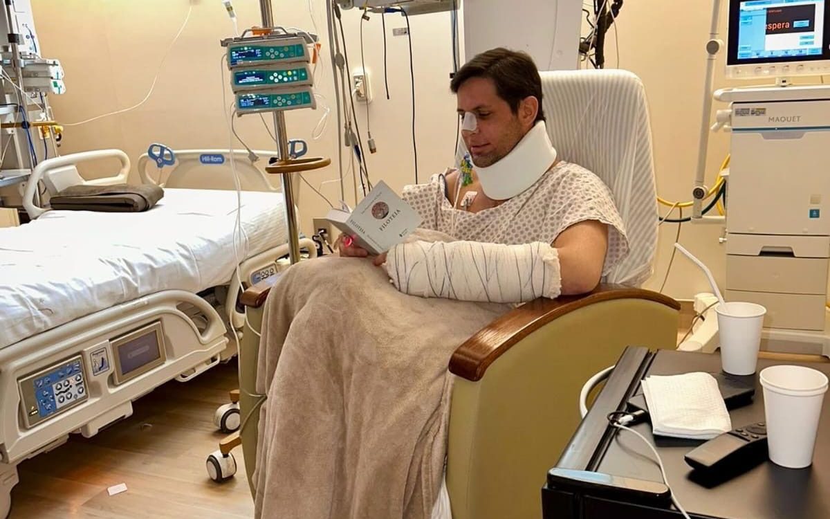 Rafael Motta compartilha primeira foto após acidente
