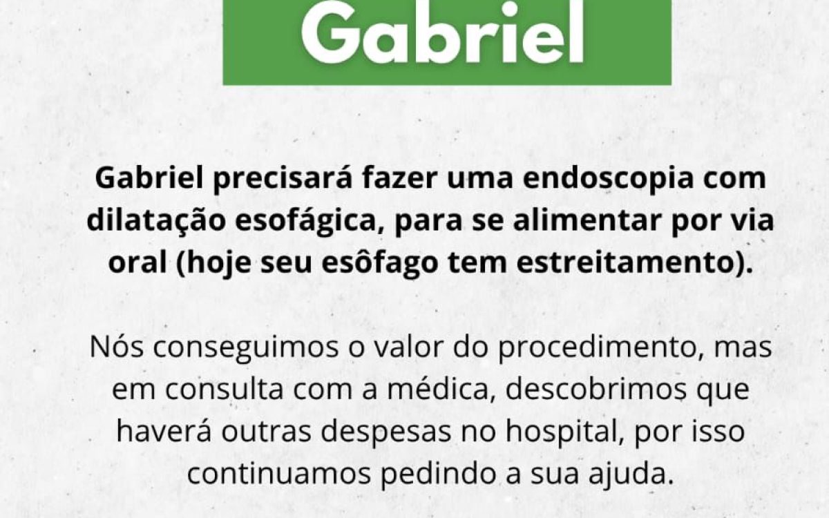 Pequeno Gabriel precisa de ajuda