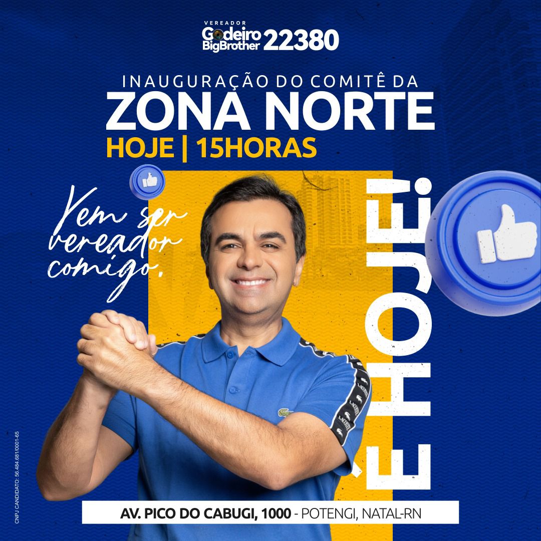 Godeiro Linhares inaugura hoje comitê na Zona Norte de Natal