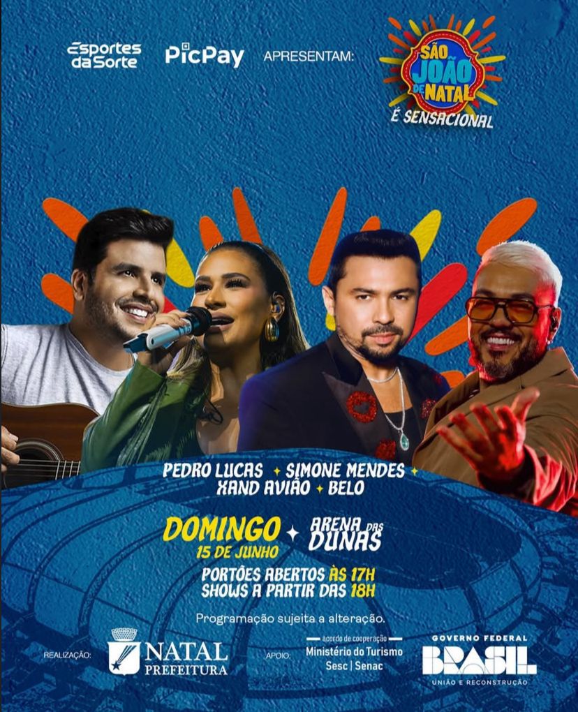 São João de Natal: Xandy Avião, Simone Mendes, Belo e Pedro Lucas