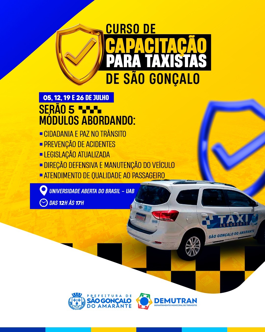 Prefeitura de São Gonçalo oferece curso de capacitação para taxistas com foco em direção defensiva e atendimento ao cliente