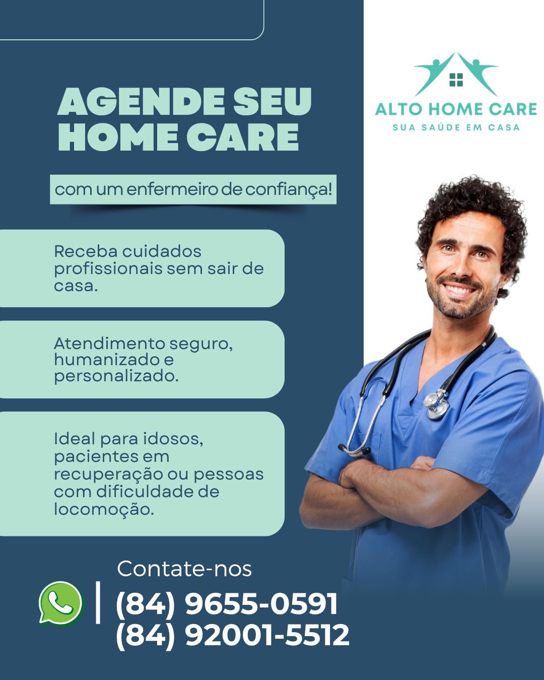🏠 Receba cuidados profissionais sem sair de casa!