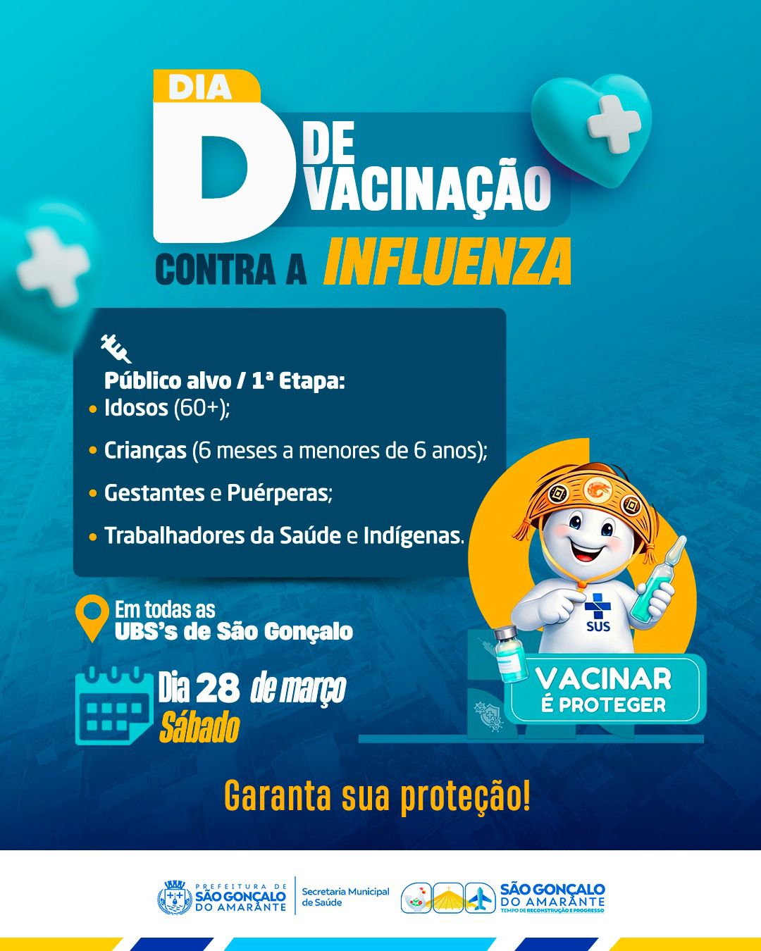 São Gonçalo do Amarante realiza Dia D de vacinação contra a Influenza neste sábado (28)