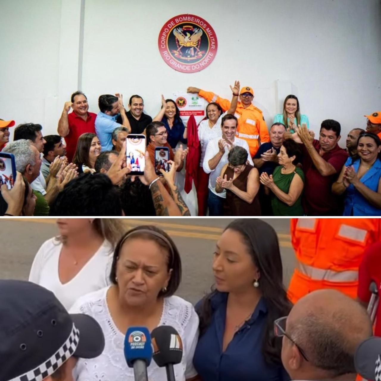 Prefeita Aize Bezerra inaugura sede do Corpo de Bombeiros Militar em João Câmara ao lado da governadora Fátima Bezerra