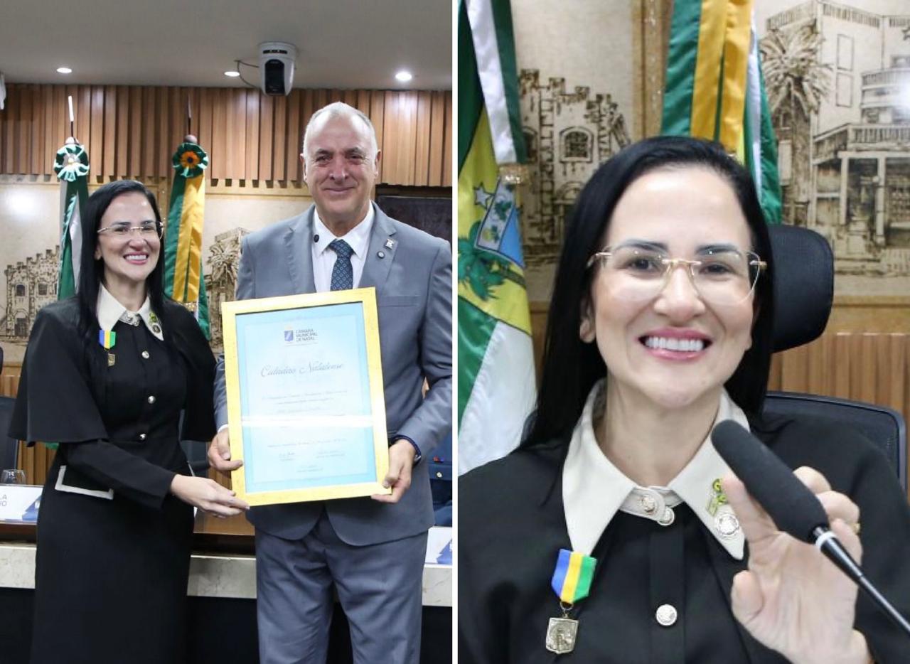 Vereadora Camila Araújo homenageia Polícia Militar do RN e entrega título de cidadão a Coronel Hélio