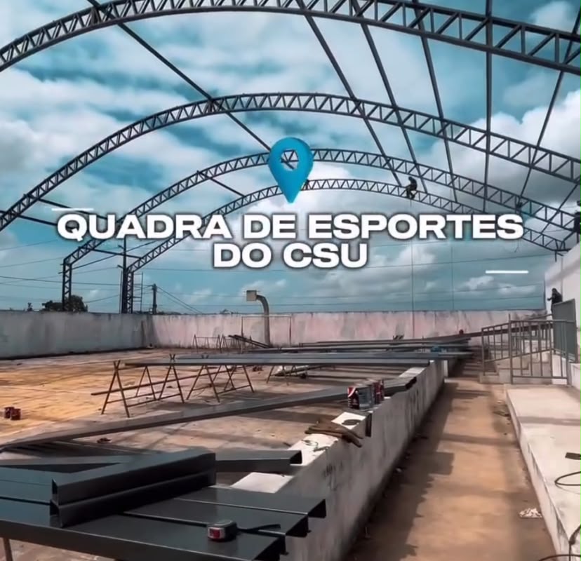 Jaime Calado atualiza obra da quadra do CSU e destaca avanço da cobertura
