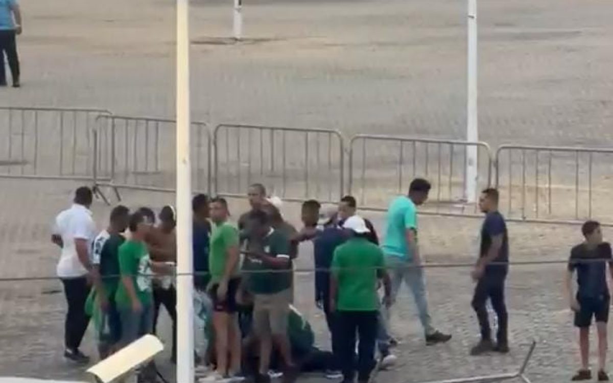Briga entre torcedores de América e Gama é registrada na Arena das Dunas antes da bola rolar
